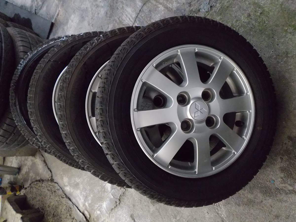 三菱アルミホイール　13×4　PCD100　+46★深溝のスタッドレス　155/65R13　4本＃トッポ・ミニカ 13インチ 14インチ 2026年最新Yahoo!オークション 中古鉄ホイールセット 145&frasl;80R13 9.5j