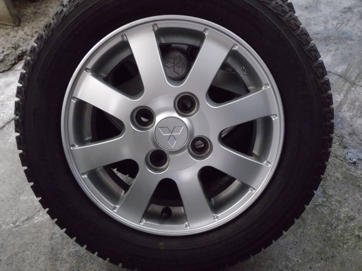 三菱アルミホイール　13×4　PCD100　+46★深溝のスタッドレス　155/65R13　4本＃トッポ・ミニカ 13インチ 14インチ 2026年最新Yahoo!オークション 中古鉄ホイールセット 145&frasl;80R13 9.5j