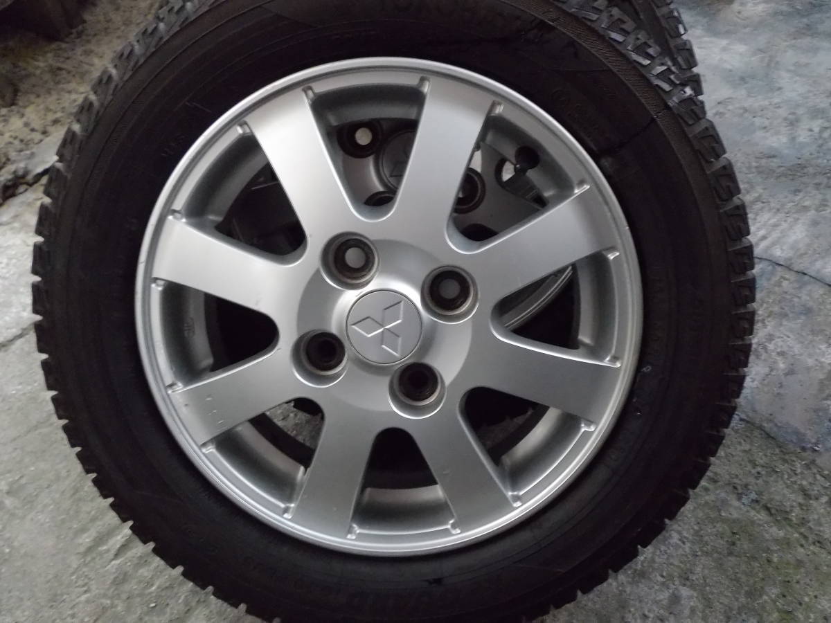 三菱アルミホイール　13×4　PCD100　+46★深溝のスタッドレス　155/65R13　4本＃トッポ・ミニカ 13インチ 14インチ 2026年最新Yahoo!オークション 中古鉄ホイールセット 145&frasl;80R13 9.5j
