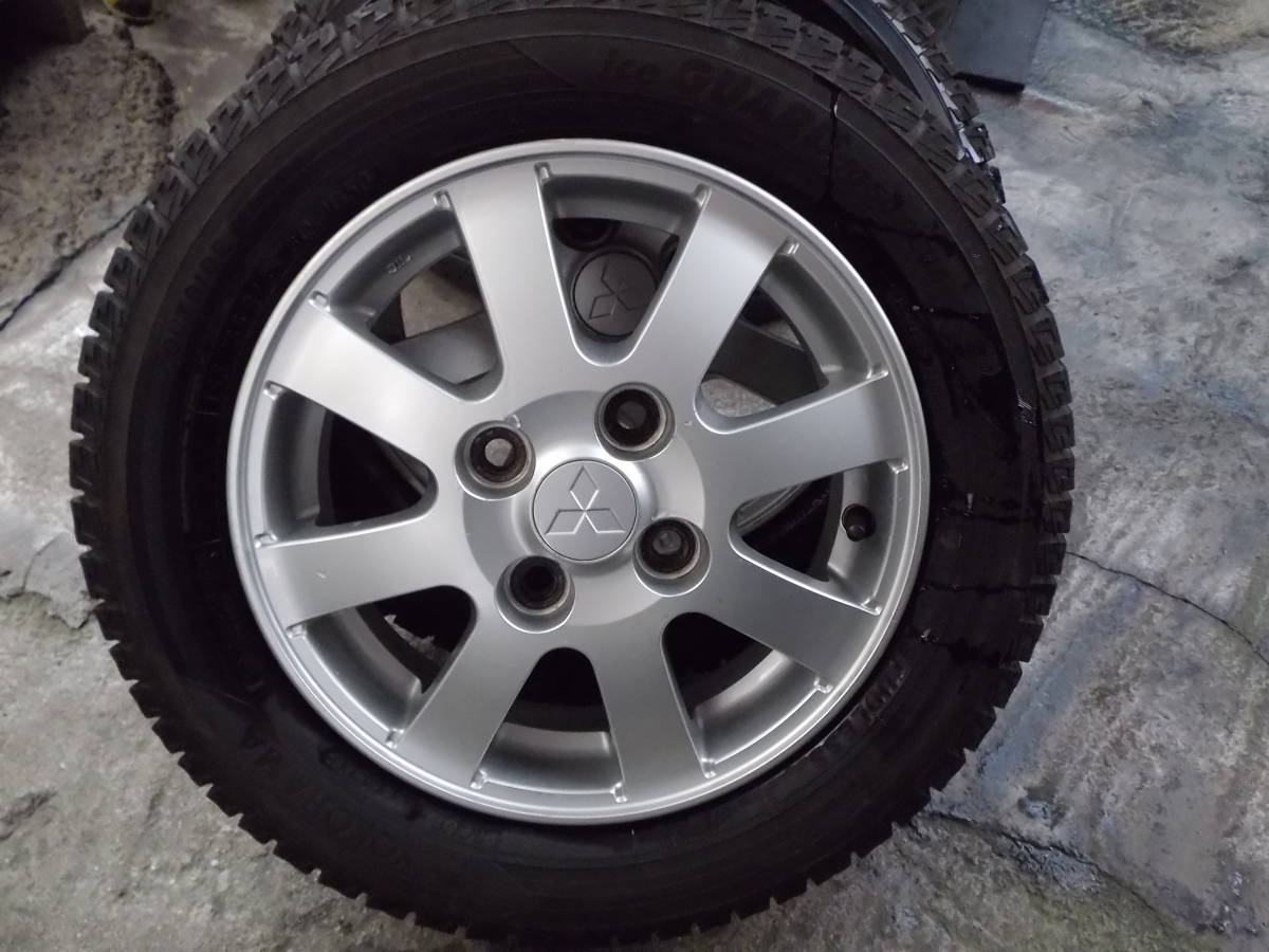 三菱アルミホイール　13×4　PCD100　+46★深溝のスタッドレス　155/65R13　4本＃トッポ・ミニカ 13インチ 14インチ 2026年最新Yahoo!オークション 中古鉄ホイールセット 145&frasl;80R13 9.5j