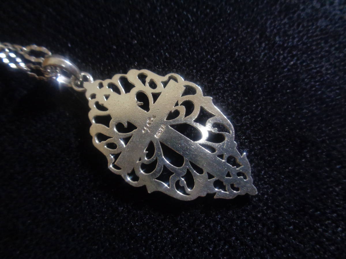 100円～【美品】agete アガット SILVER 刻印 リーフ×クロスモチーフ 