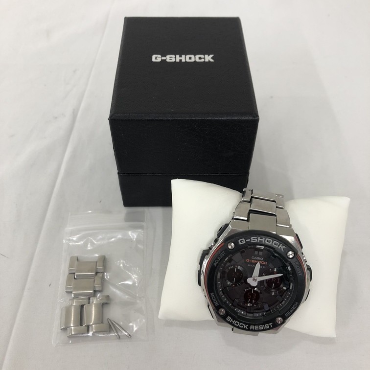 【1347235】CASIO　カシオ　G-SHOCK　G-STEEL 電波ソーラー　GST-W100D-1A4JF　箱付き　稼働品