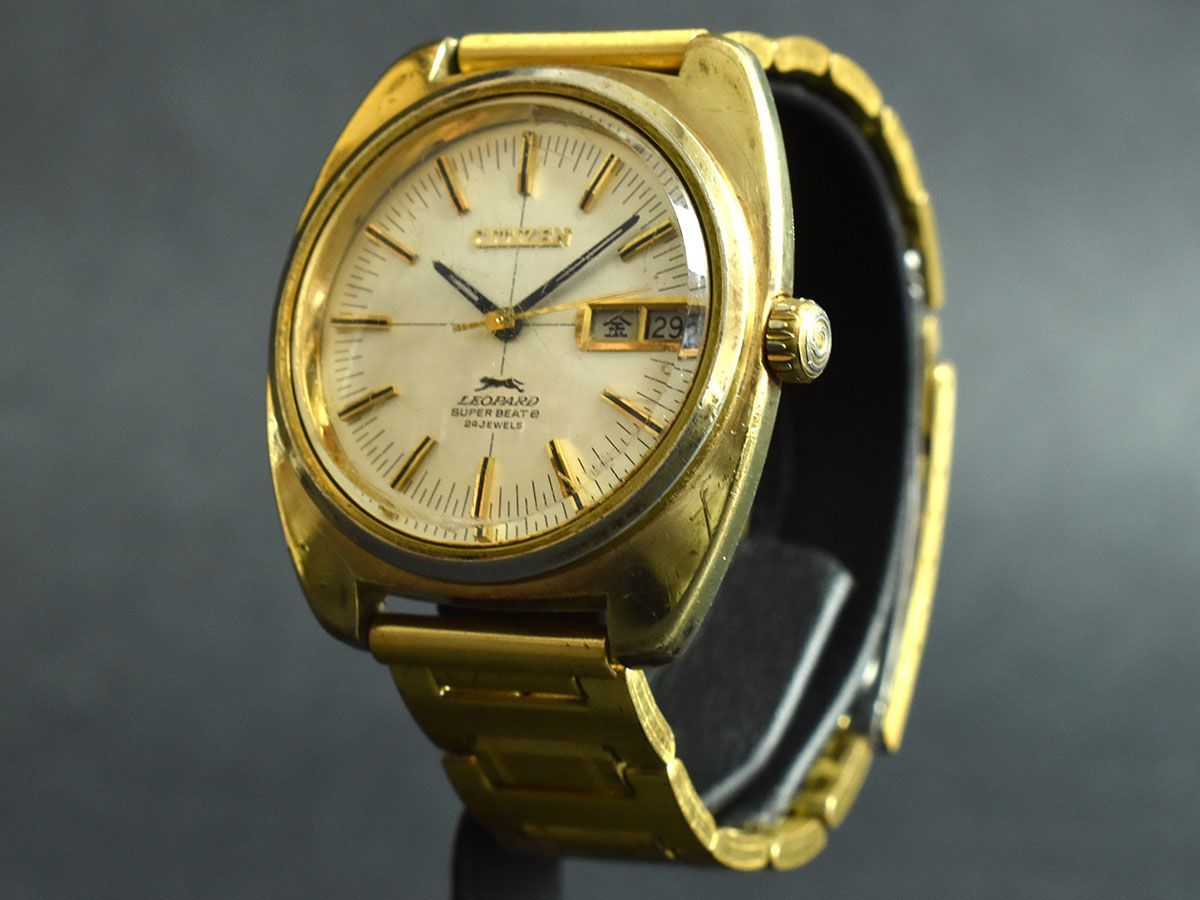 CITIZEN LEOPARD 36000 自動巻き 腕時計 本体 CITIZEN LEOPARD 36000 28石 自動巻き ゴールド腕時計 LEOPARD CITIZEN