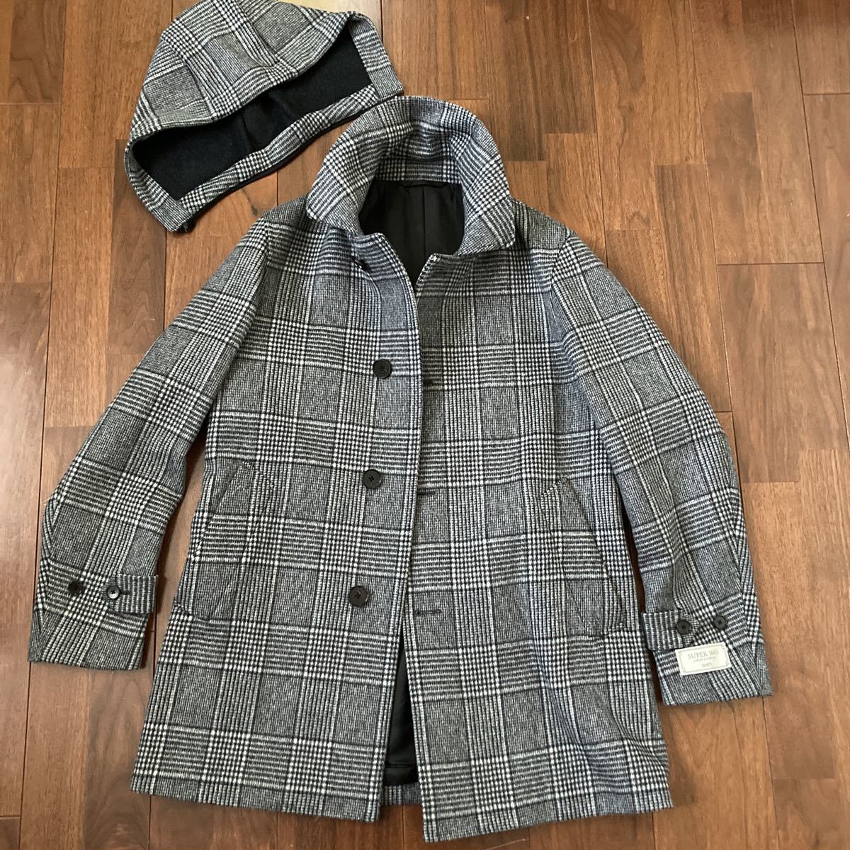 【100%新品，HOT】 定価5.5万 試着のみ シップス SUPER160S ダブルフェイス ソリッド カー コート フード取付可能 グレンチェック ステンカラー コート(Sサイズ)｜売買されたオークション情報、yahooの商品情報をア Sサイズ