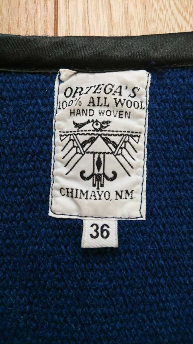 美品 ORTEGA' S オルテガ チマヨ ベスト ロング丈 ネイビー サイズ36