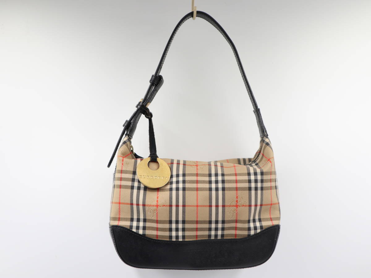 ★BURBERRY バーバリー ノバチェック ハンドバッグ ブラウン ブラック レディース 