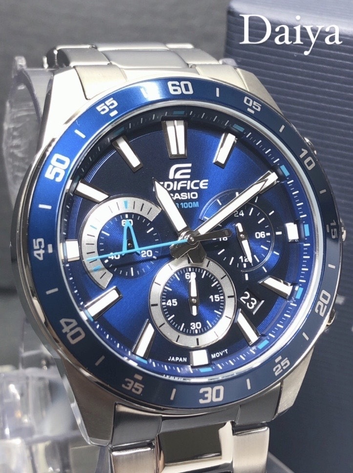激安大特価，お買い得 CASIO カシオ 正規品 EDIFICE エディフィス 多機能腕時計 アナログ腕時計 シルバー ブルー 10気圧防水 クロノグラフ EFV-570D-2A(EDIFICE)｜売買されたオークション情報、yahooの商品情報をアーカイブ EDIFICE
