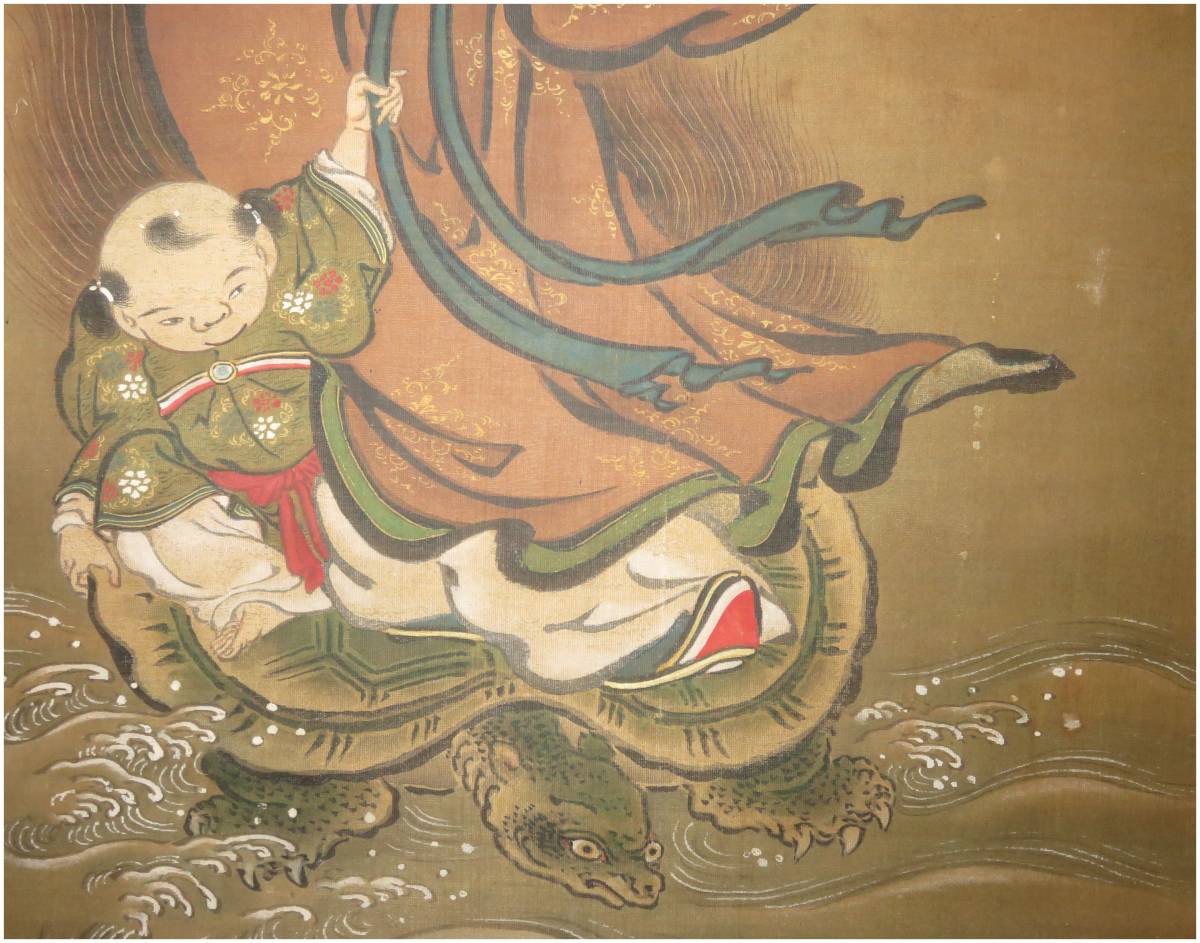 鑑定 浮世絵師・【鳥山石燕】 寿老童子・神仙唐子図 双幅 掛軸 江戸