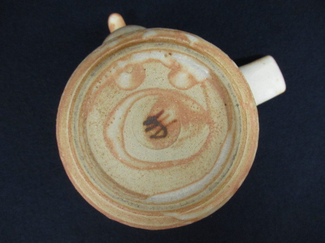 J8484 作家物/銘あり(ま)「志野 草花文 横手急須」茶器 茶注 煎茶道具
