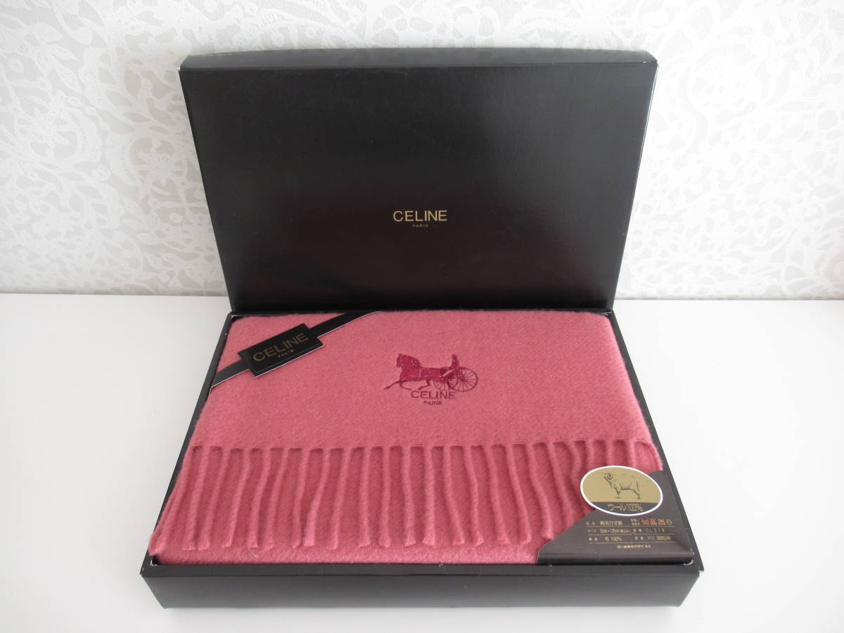 □未使用 CELINE セリーヌ ウール ひざ掛け ブランケット□ セリーヌ