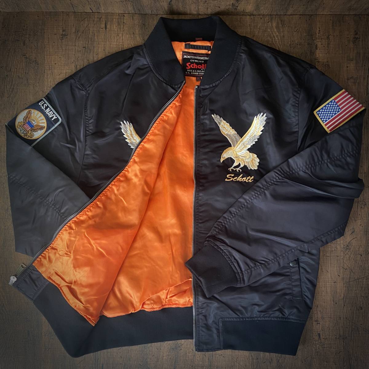 Schott MA-1 ミシシッピ フライトジャケット ブラック 【公式通販】