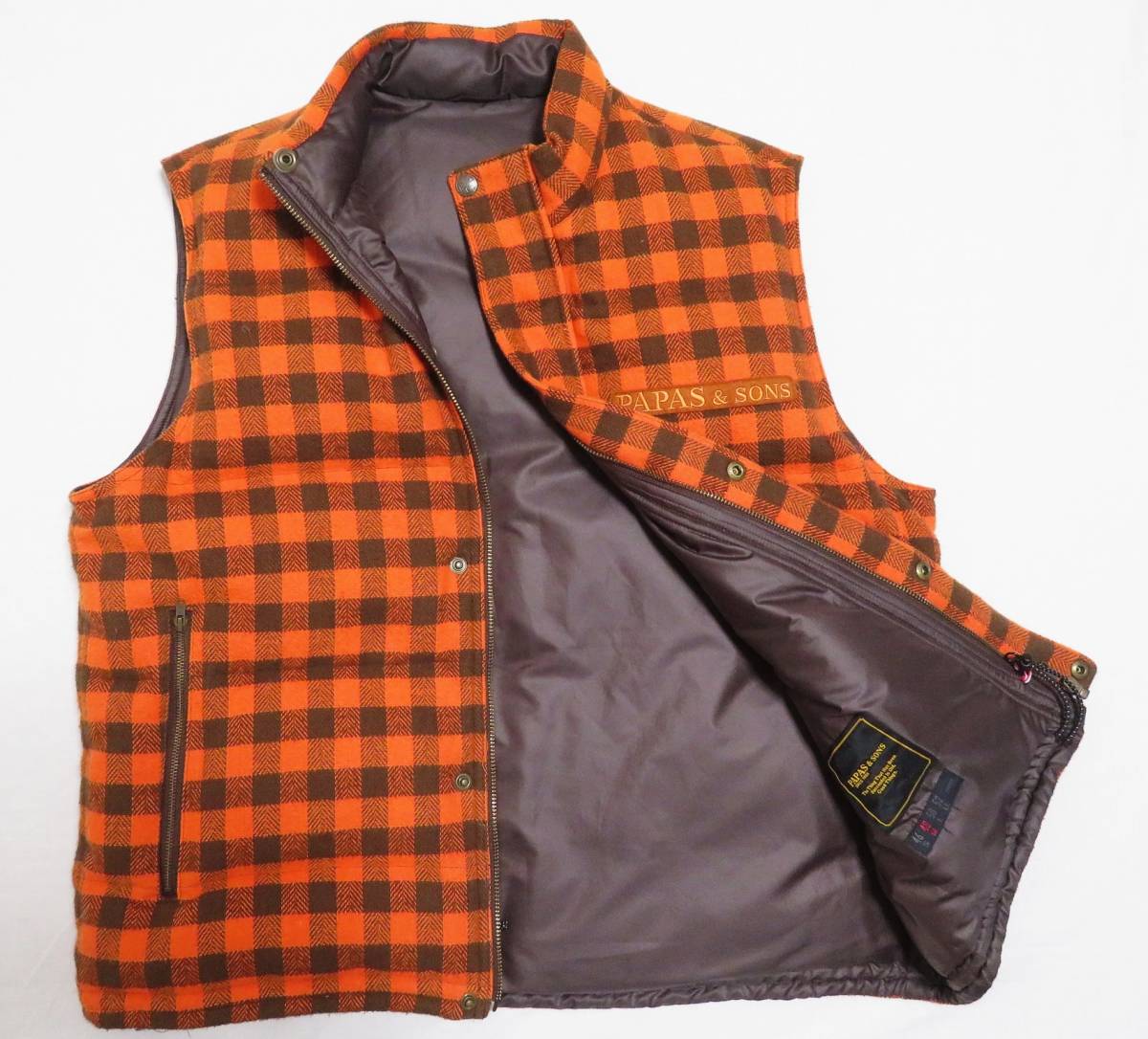 PAPAS パパス ダウンベスト ブラウン キルティング 【公式通販】