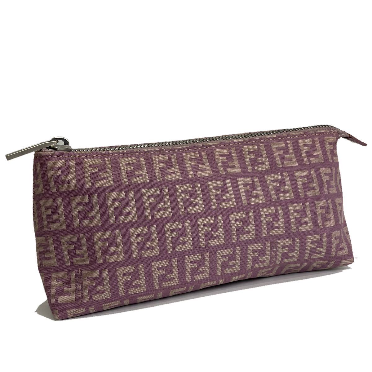 美品!!FENDI フェンディ『7N0038』ズッキーノ ピンク コスメ ポーチ 