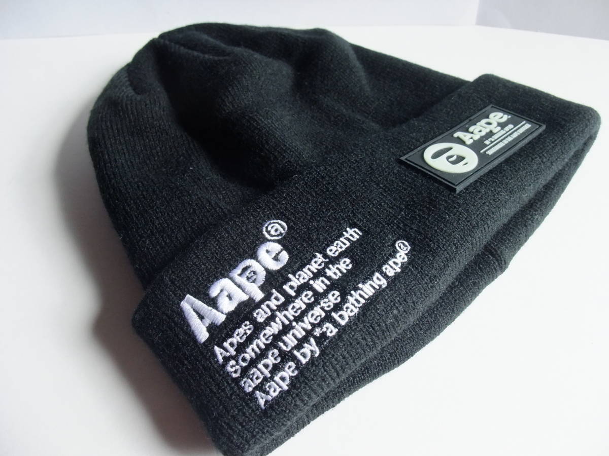 A BATHING APE◇ア ベイシングエイプ◇ビーニー◇ニット帽 黒 ブラック