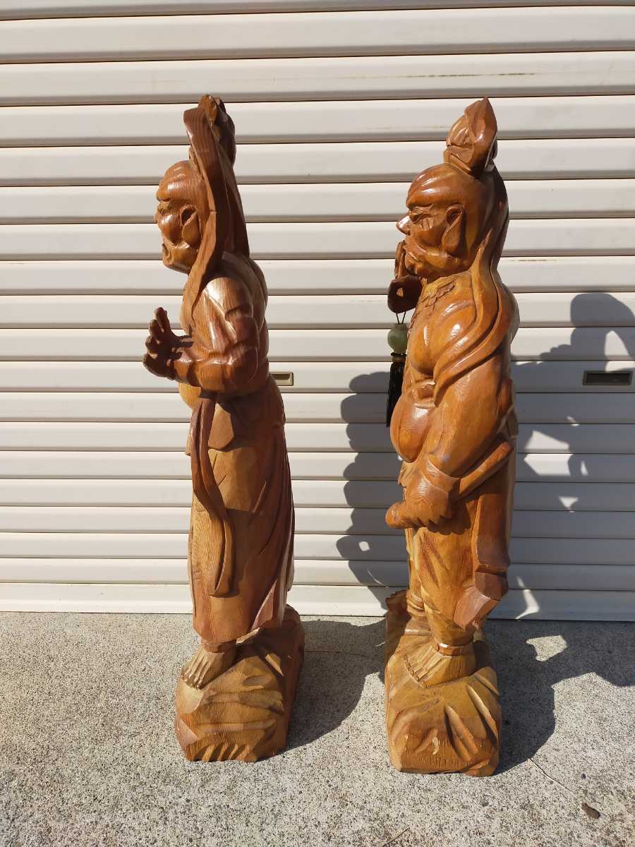 高30cm 極上品 仏教工芸品 一刀彫 総ケヤキ材 木彫仏像 金剛力士像