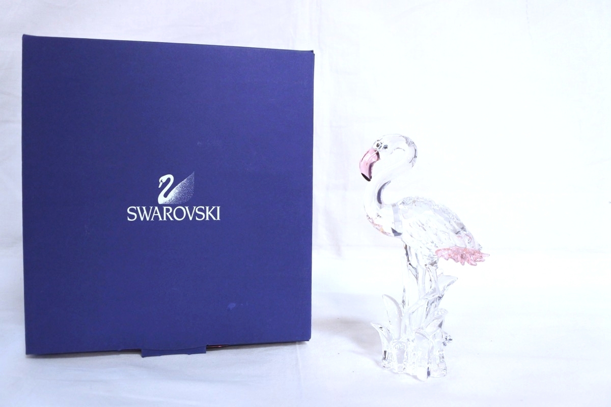 極美品】SWAROVSKI フラミンゴ フィギュリン クリスタル 箱付き 鳥