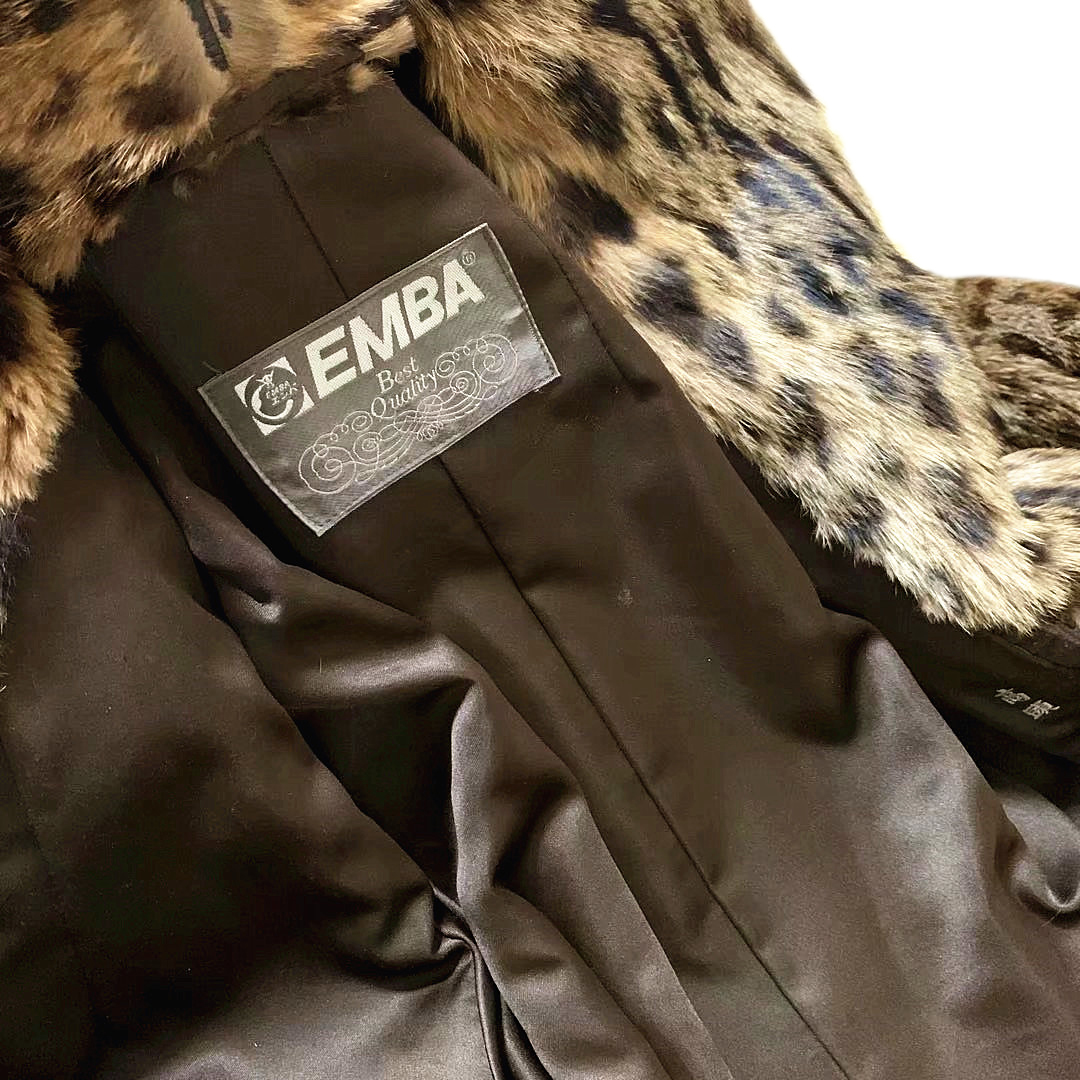 新発売特価 良品 EMBA エンバ 山猫 レオパードキャット ショートコート
