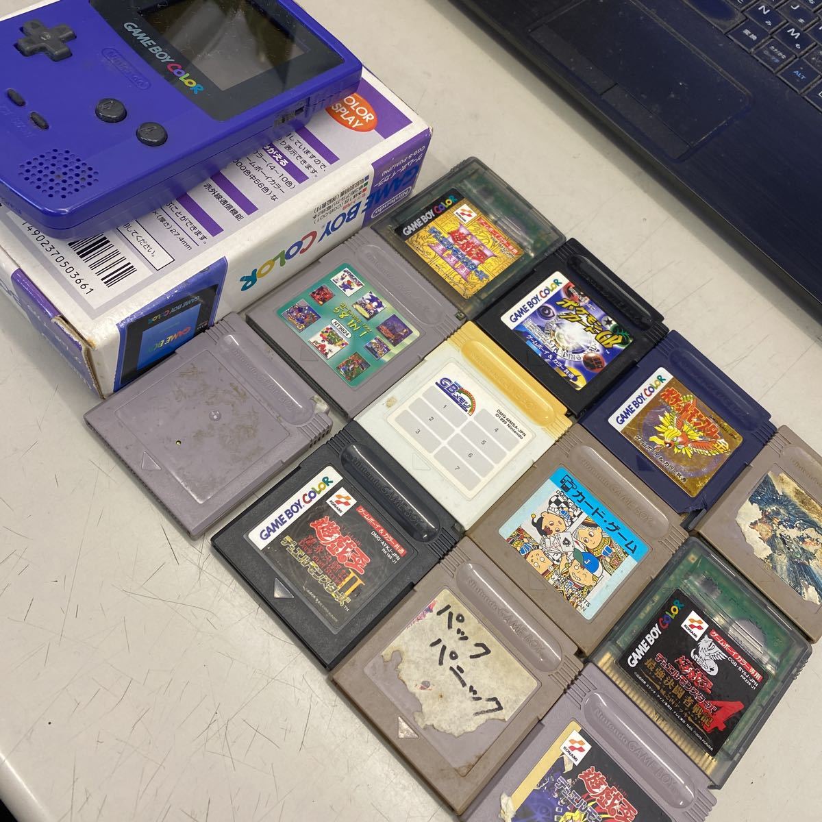 未検品】ゲームボーイカラー本体+ソフト12個セット、写真に写っている 