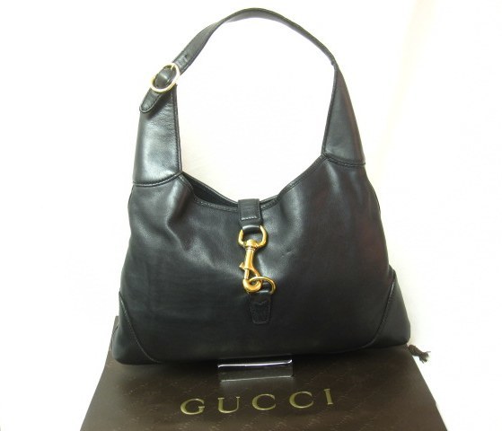 美品 GUCCI グッチ レディース ショルダーバッグ 総本皮 レザー ジャッキー 黒 ブラック 正規品 スタイル番号:153929