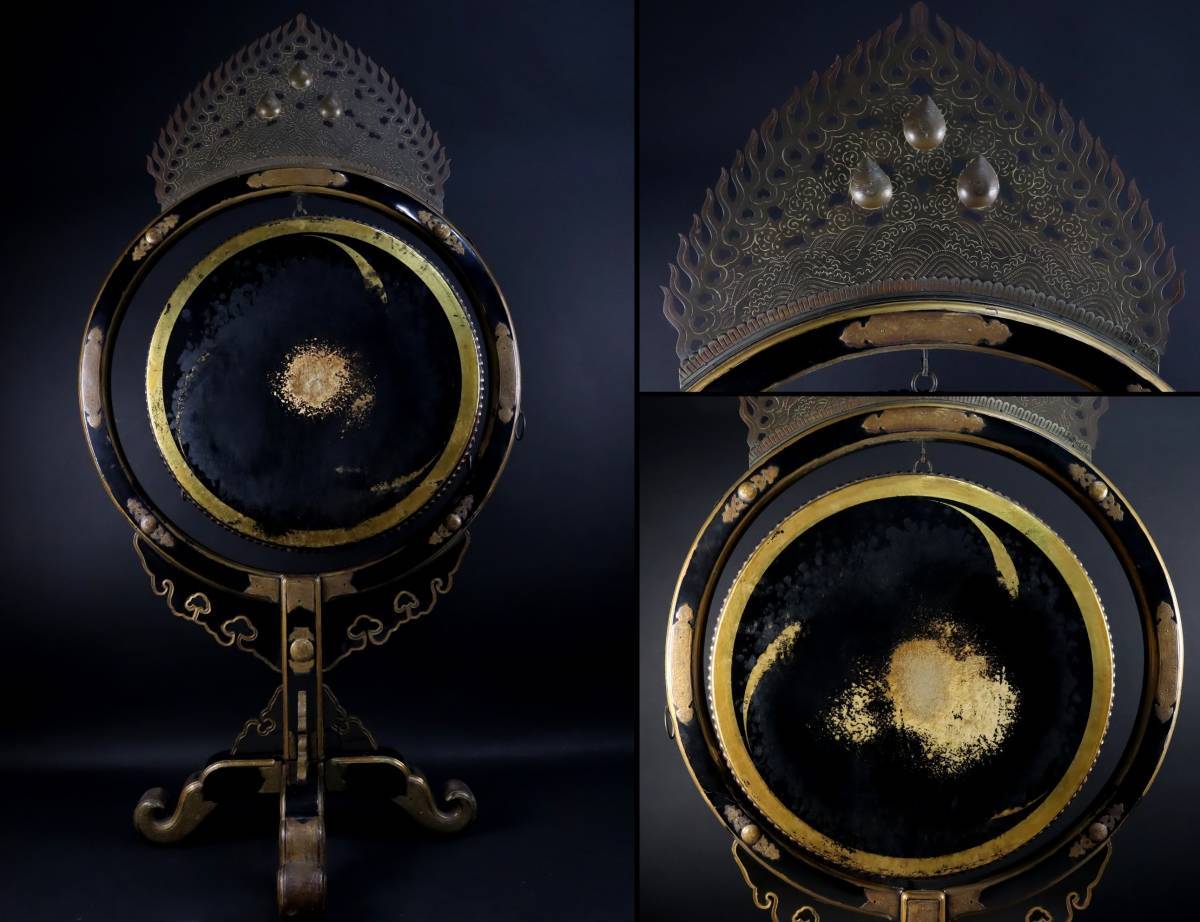 大型 仏具 仏教美術 火焔太鼓 日本 桴付き 仏教法具 寺院 時代物