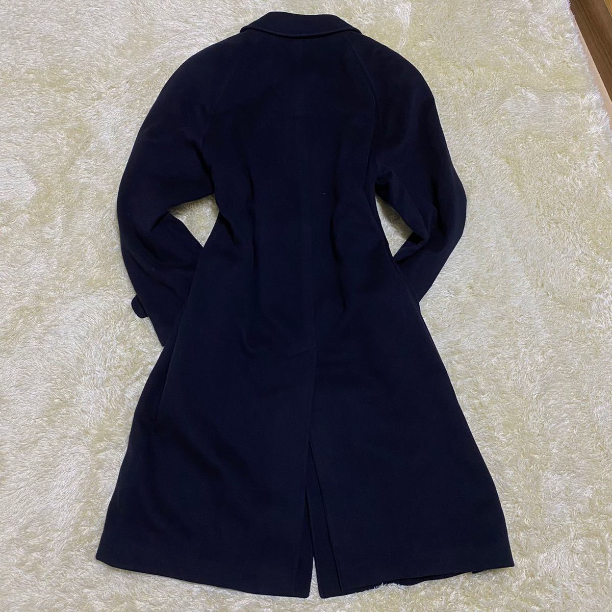 Wind Armor カシミヤ100% ダブルブレスト ロングコート 紺 M 超希少！ カシミヤ100% ウインドアーマー【繊維の宝石】Wind Armor