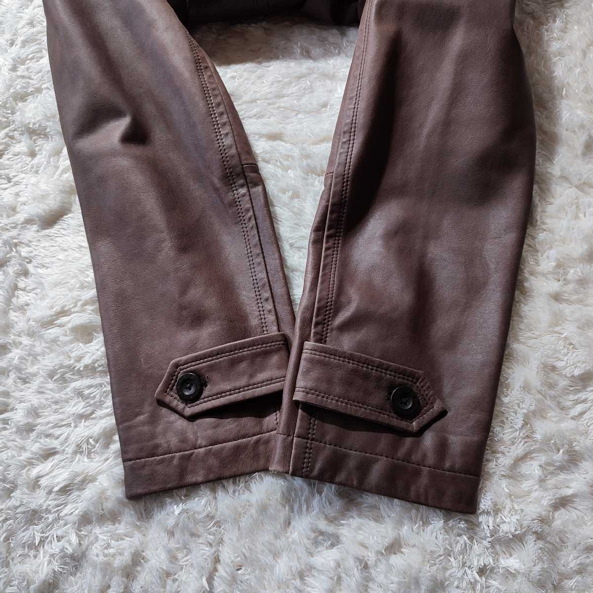 美品 希少L】BURBERRY BLACK LABEL 高級ラムレザーコート ノバチェック 