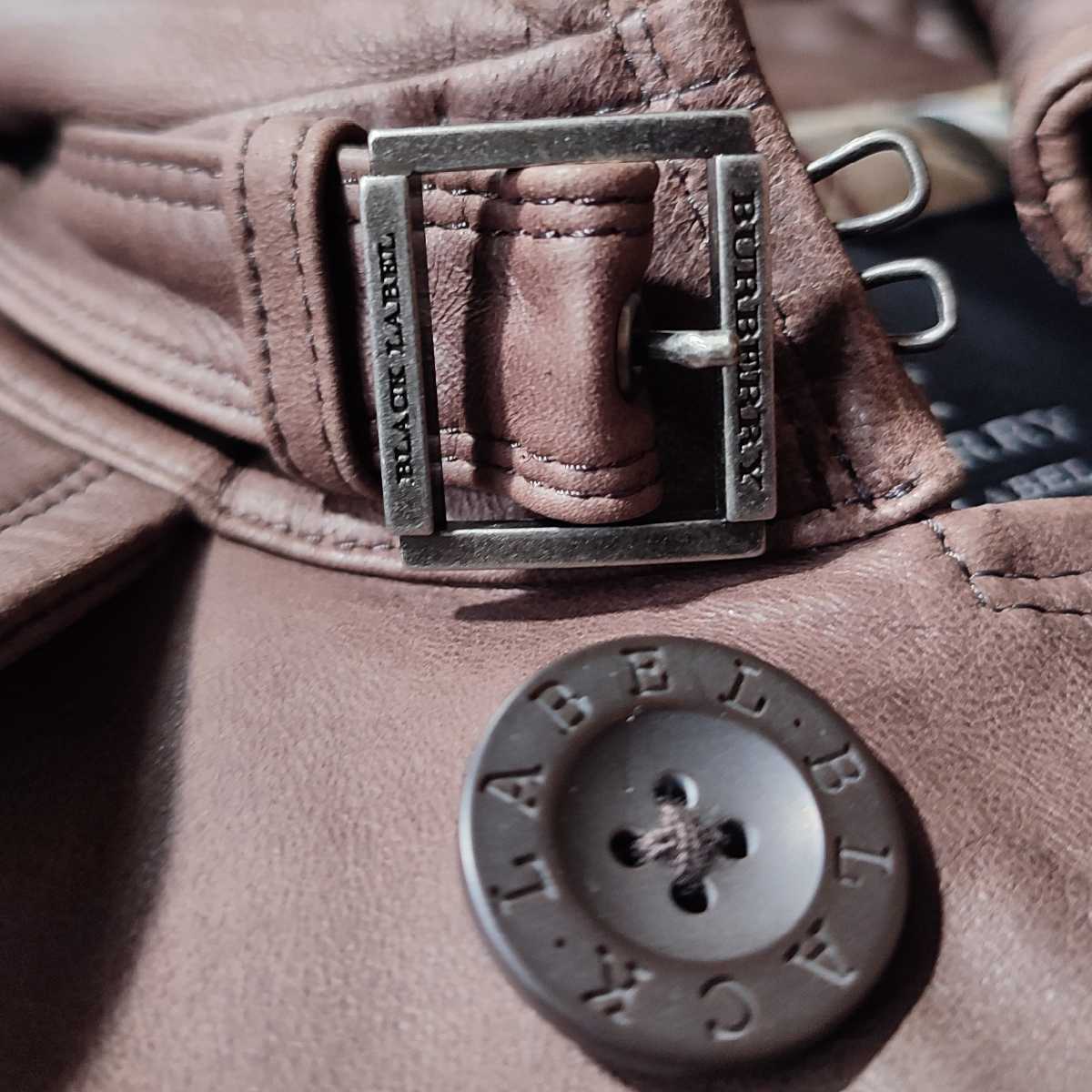 美品 希少L】BURBERRY BLACK LABEL 高級ラムレザーコート ノバチェック 