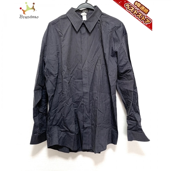 爆買い，新品 ジャンニヴェルサーチ GIANNIVERSACE 長袖シャツ サイズ52 L - ダークグレー&times;白 メンズ ストライプ トップス(長袖シャツ)｜売買されたオークション情報、yahooの商品情報をアーカイブ公開 - オ 男性用