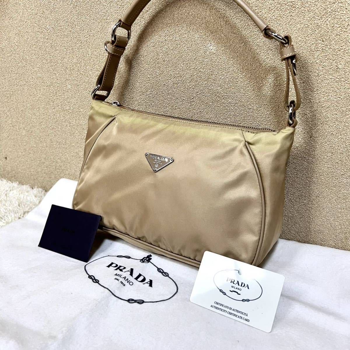 1円 良品 PRADA プラダ ショルダーバッグ ハンドバッグ 三角ロゴ 