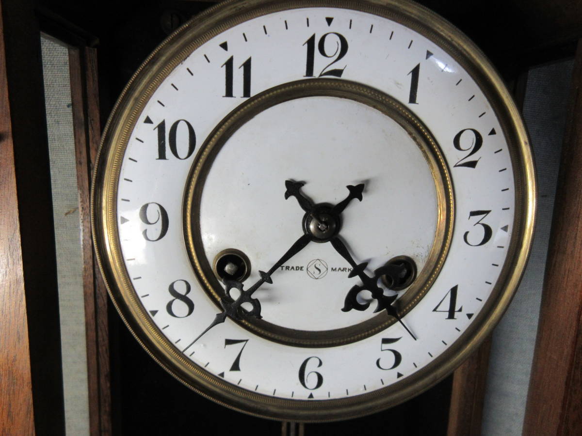 柱時計 6インチホーロー文字盤 精工舎製 角丸 古時計 完動