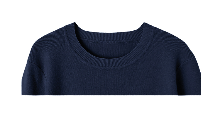 STYLE DELI】【厚手でしっとり】5分袖クルーネックニット／ネイビー