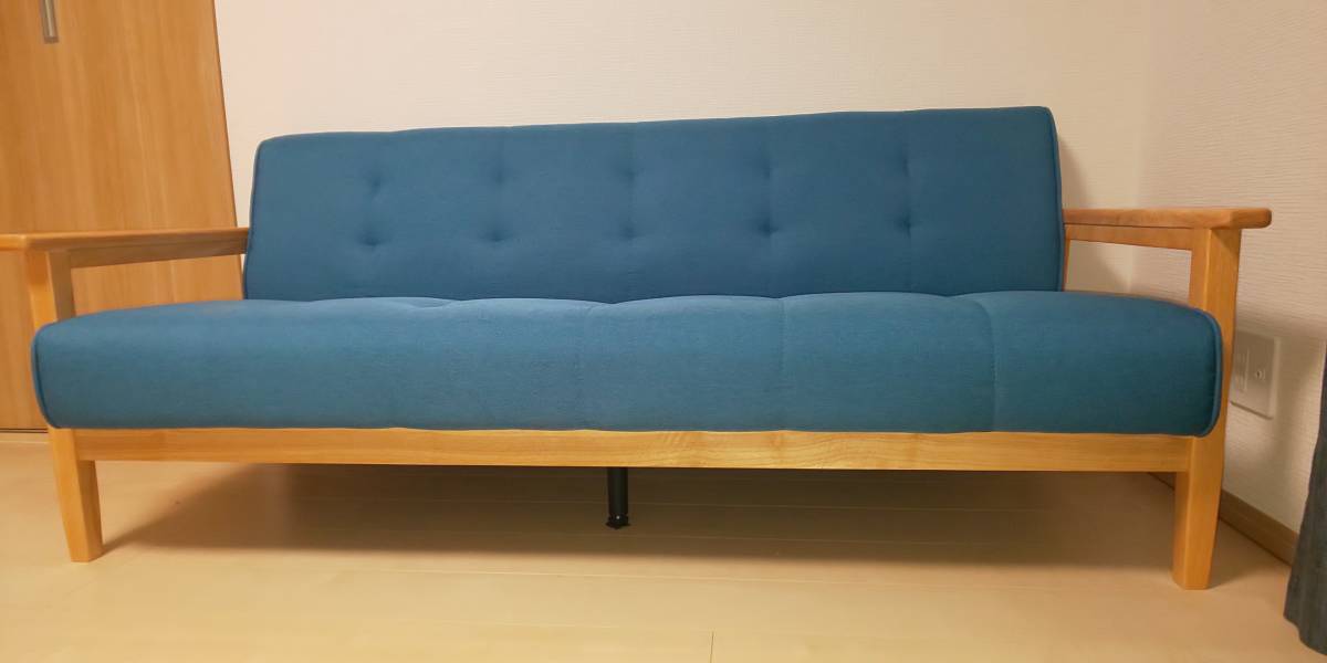 新品同様 ★カリモク調　3人掛けソファ ★北欧アンティーク 木肘レトロ★_1