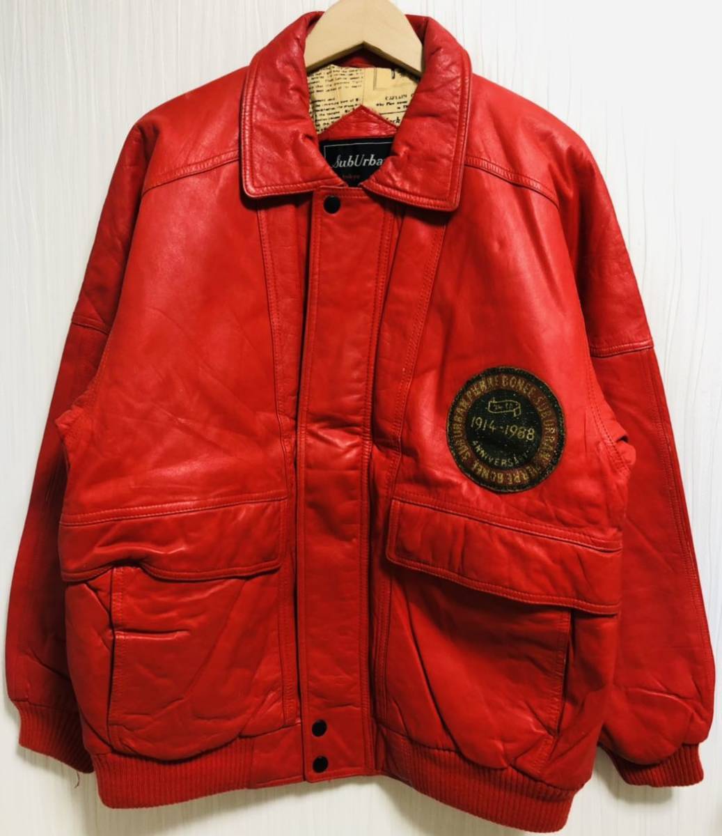  2154 Sub Urban / サブアーバン ヴィンテージ オールレザージャケット スタジャン レッド A000(Lサイズ)｜売買されたオークション情報、yahooの商品情報をアーカイブ公開 - オークファン スタジアムジャンパー