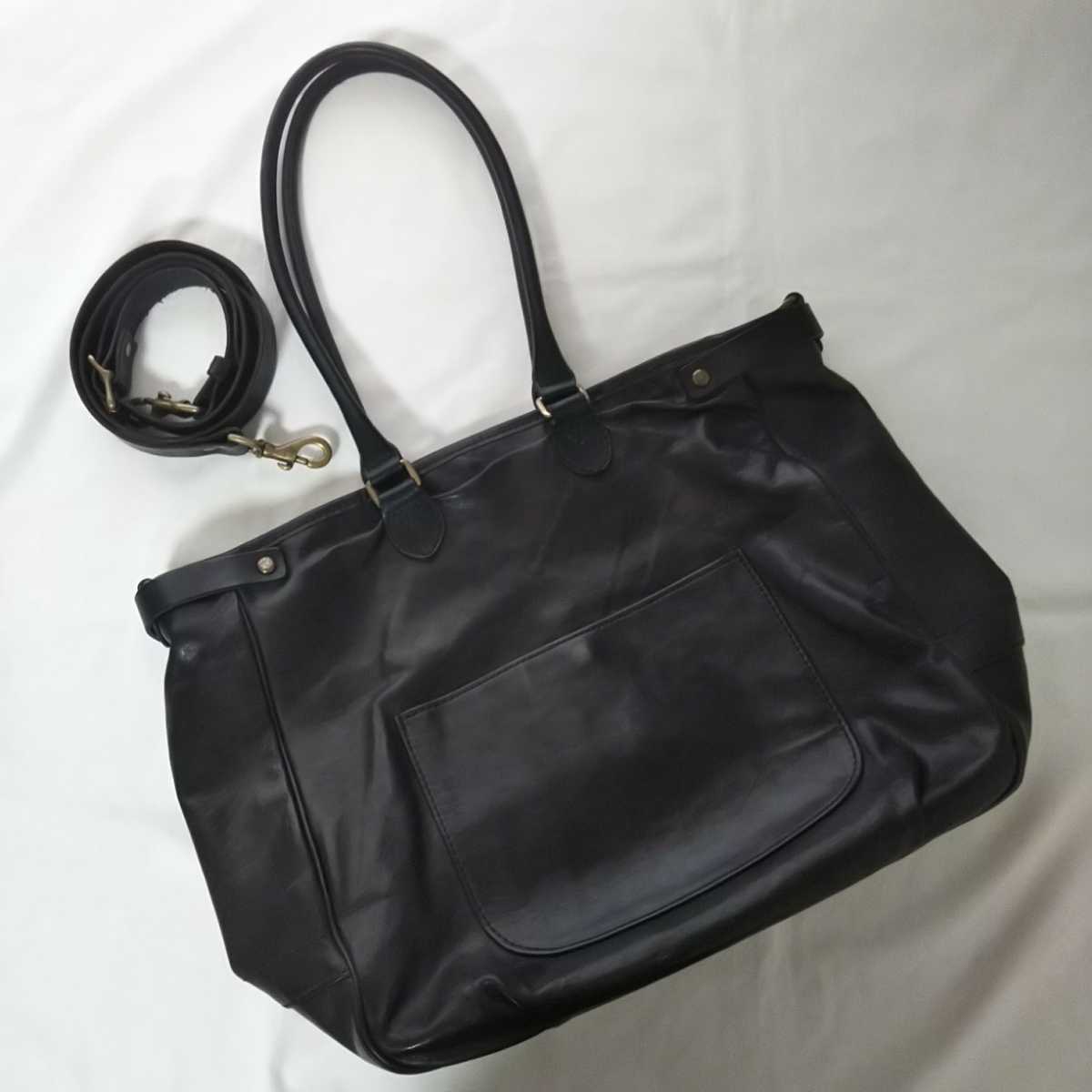 別注 SLOW × UNCUT BOUND ホースレザー 2WAY ショルダーバッグ トートバッグ 馬革 ブラック 鞄 スロウ アンカットバウンド 