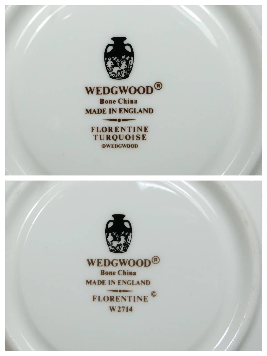 フロレンティーン ウェッジウッド ターコイズ ペア カップ＆ソーサー フロレンティーンターコイズ&frasl;Florentine ■WEDGWOOD ウェッジウッド フロレンティーン ターコイズ ティー ・コーヒー カップ&ソーサー 各2客/プレート 皿 15.5cm 2枚 セット■