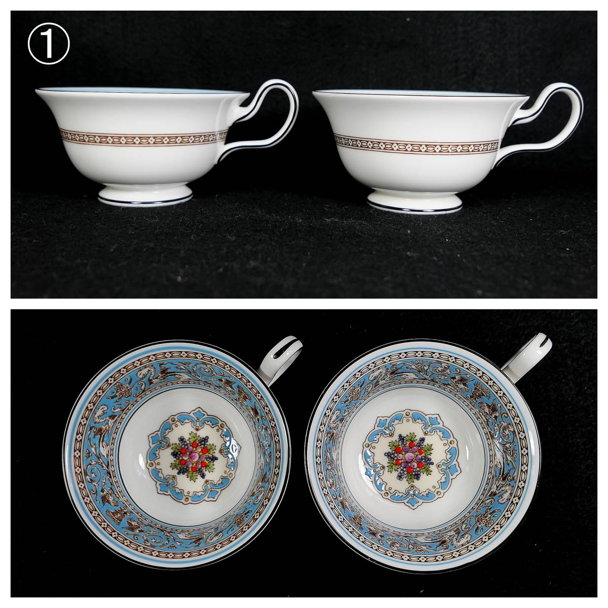 フロレンティーン ウェッジウッド ターコイズ ペア カップ＆ソーサー フロレンティーンターコイズ&frasl;Florentine ■WEDGWOOD ウェッジウッド フロレンティーン ターコイズ ティー ・コーヒー カップ&ソーサー 各2客/プレート 皿 15.5cm 2枚 セット■