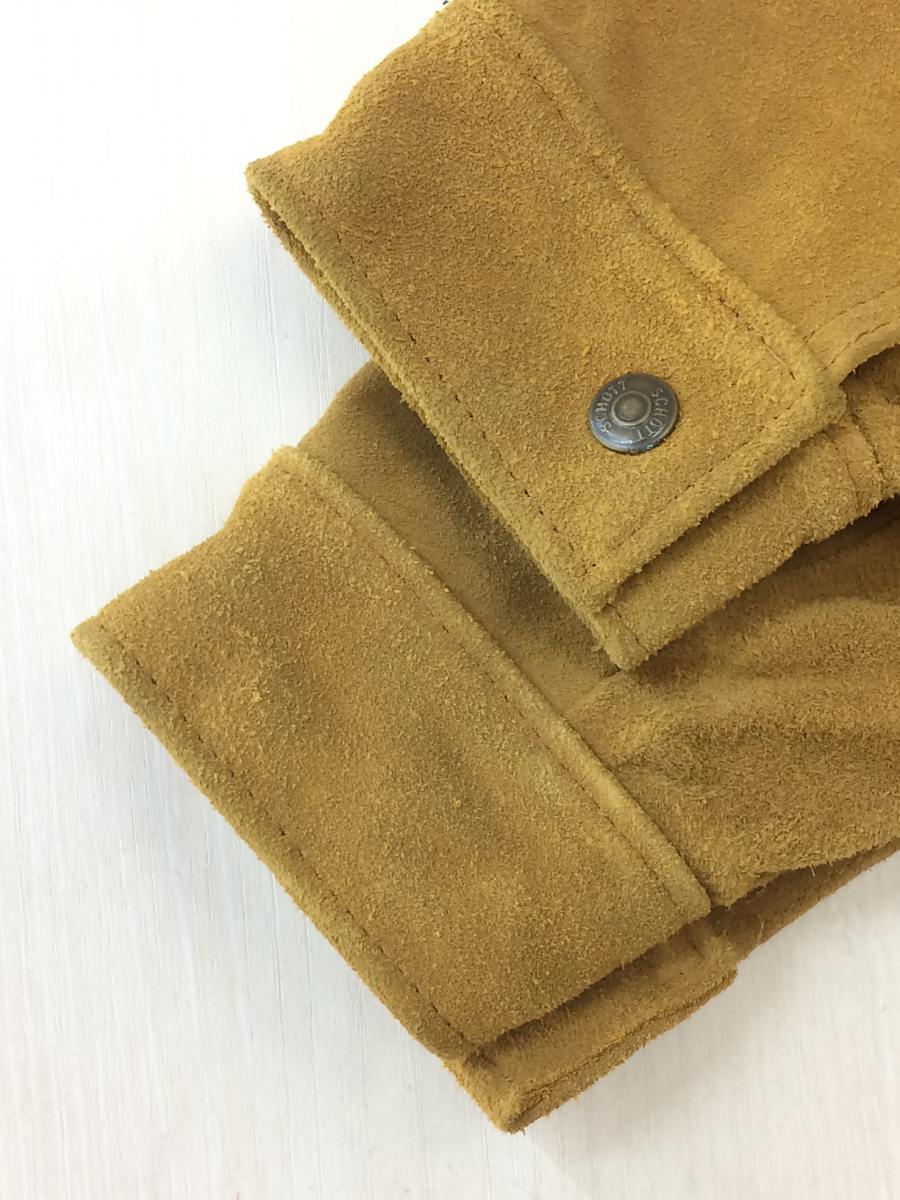 Schott◆COW SPLIT TRUCKER JACKET/ジャケット/40/スウェード/BEG/無地/7450//トラッカージャケット Schott Jacket | Trucksherpa Gray Motorcycle