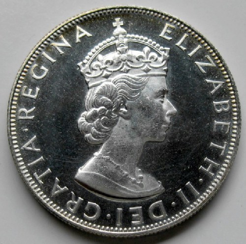 ◇英領バミューダ諸島 1クラウン銀貨 プルーフ 1964年 エリザベス2世 