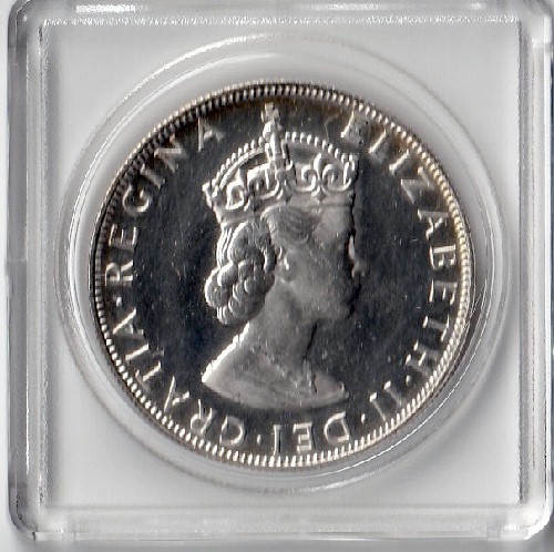 ◇英領バミューダ諸島 1クラウン銀貨 プルーフ 1964年 エリザベス2世 