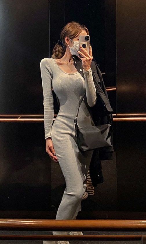 セクシー エロかわ ぴったりボディライン 美スタイル シンプル スリット入 リブ素材 ひざ丈ロングワンピース グレー Mサイズ 売買されたオークション情報 Yahooの商品情報をアーカイブ公開 オークファン Aucfan Com