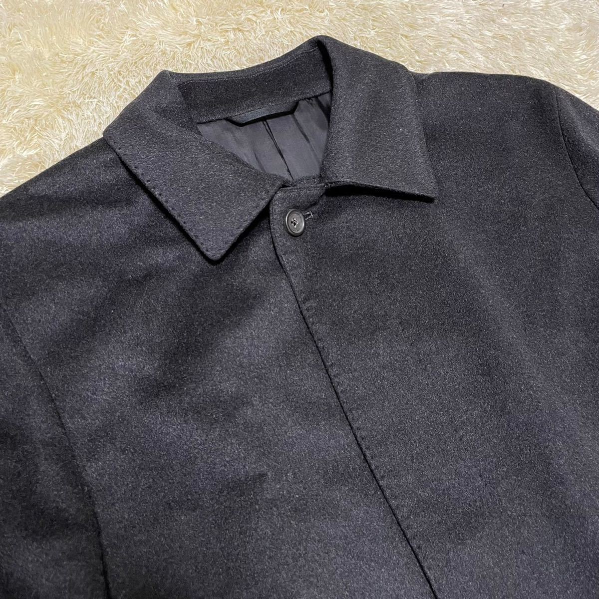 美品】五大陸 カシミヤ100% ステンカラー ロングコート 比翼仕立て XL 