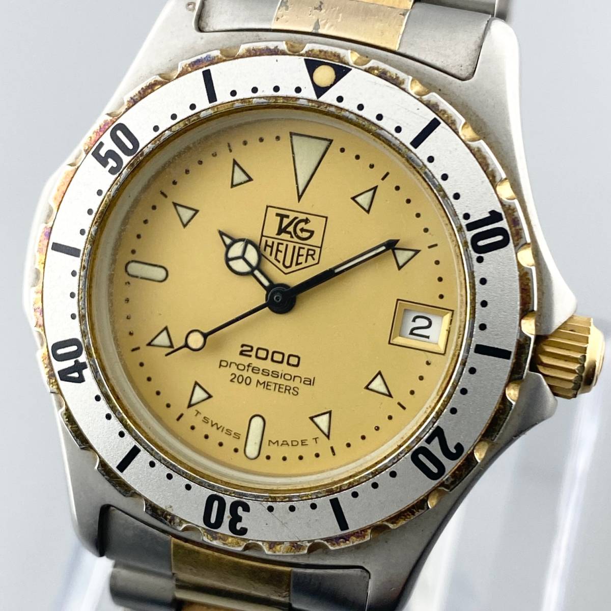 お得，低価 1円〜 TAG HEUER タグ ホイヤー 腕時計 メンズ 2000シリーズ ゴールド文字盤 プロフェッショナル 200m デイト 可動品(2000シリーズ)｜売買されたオークション情報、yahooの商品情報をアーカイブ公開 2000シリーズ
