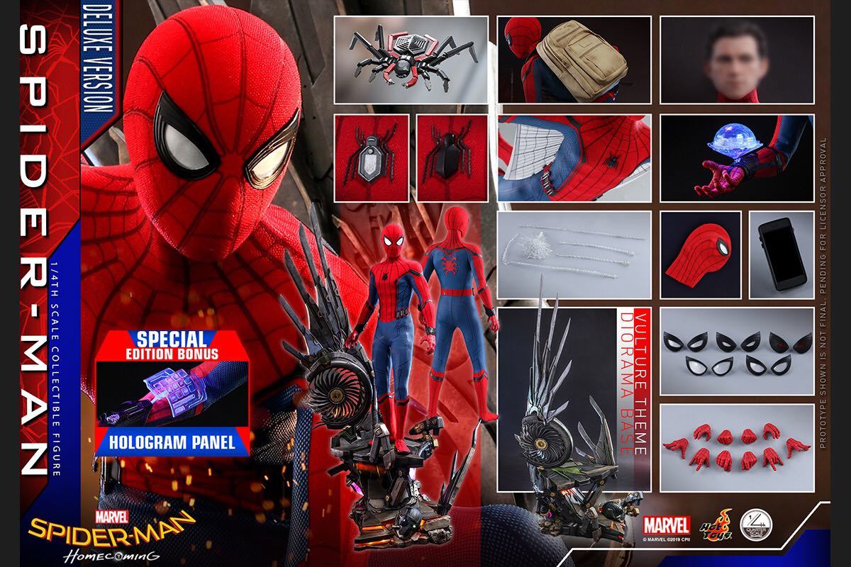 クオーター・スケール『スパイダーマン：ホームカミング』１／４ クオーター・スケール スパイダーマン 『スパイダーマン ホームカミング』1&frasl;4スケールフィギュア デラックス版 ホットトイズ 1&frasl;4スケールのビッグサイズ！ホット ヴァルチャーの発光台座付き♪ クオーター・スケール『スパイダーマン：ホームカミング』１／４スケールフィギュア 1&frasl;4 HotToys 『スパイダーマン：ホーム スパイダーマン（デラックス版） スパイダーマン：ホームカミング 「スパイダーマン