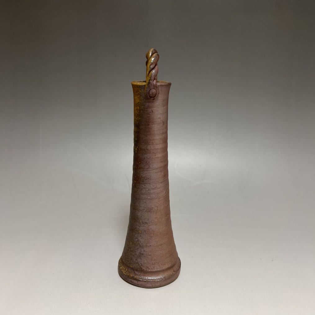 備前焼 花瓶 井藤甫 甫 井藤 花入 花器 茶 ブラウン 中古備前焼 耳付き