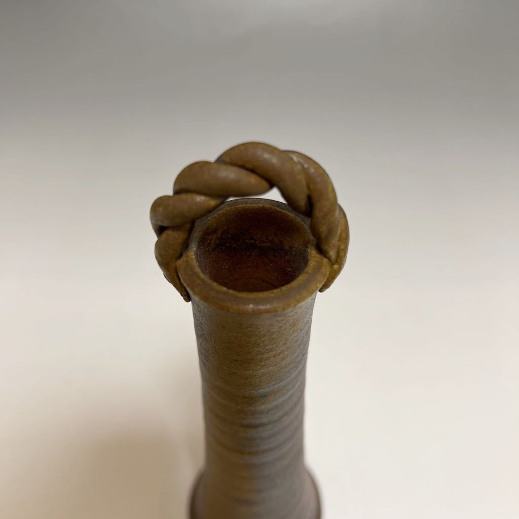 備前焼 花瓶 井藤甫 甫 井藤 花入 花器 茶 ブラウン 中古備前焼 耳付き