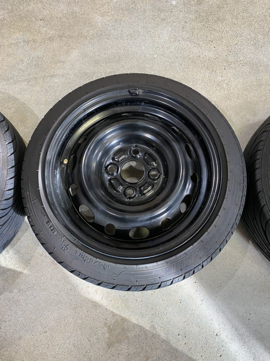 鉄ホイール 155/55R14 pcd100 6j引っ張り usdm jdm スタンス バリ山