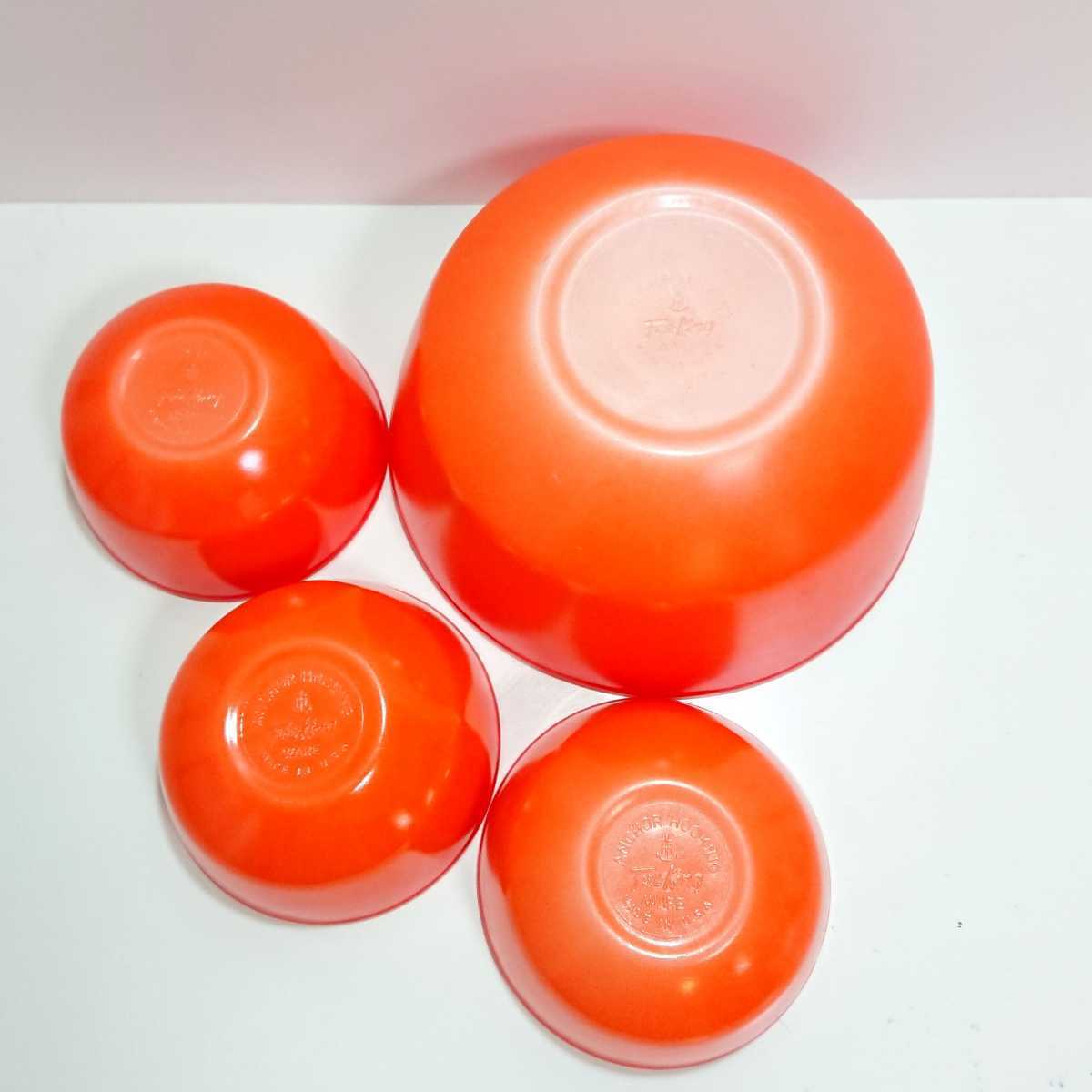 ☆未使用 アメリカ製 ファイヤーキング Fire king オレンジ ボウル 4個 