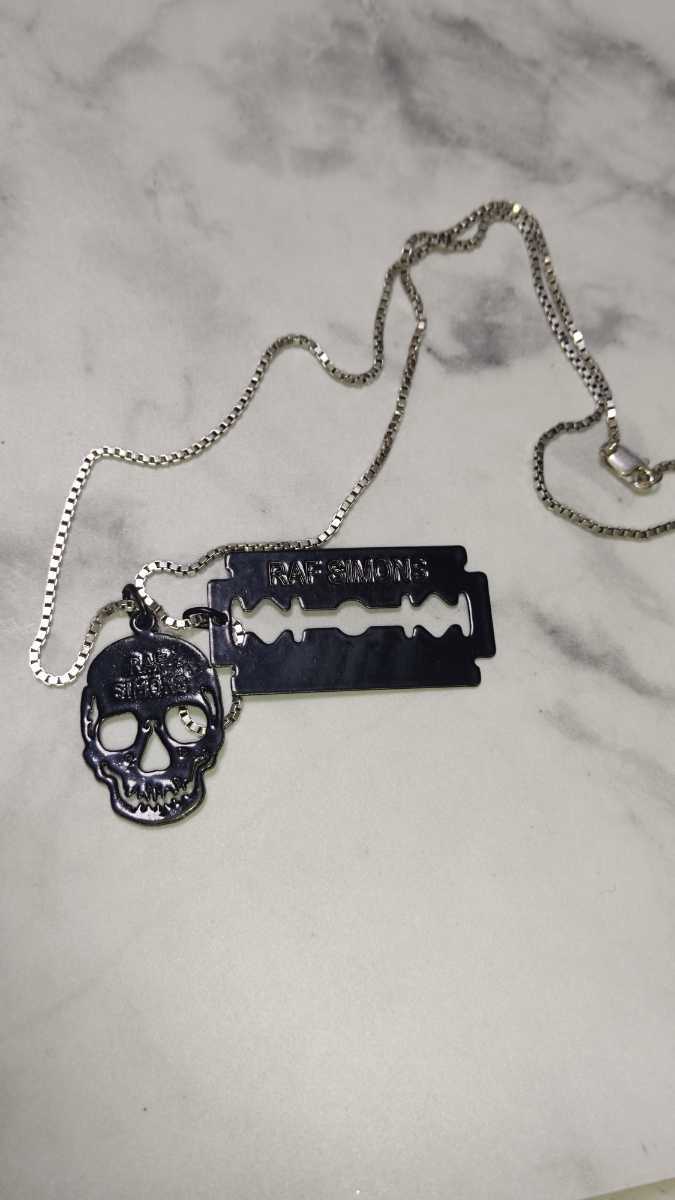 raf simons ラフシモンズ ネックレス カミソリ ドクロ スカル 925