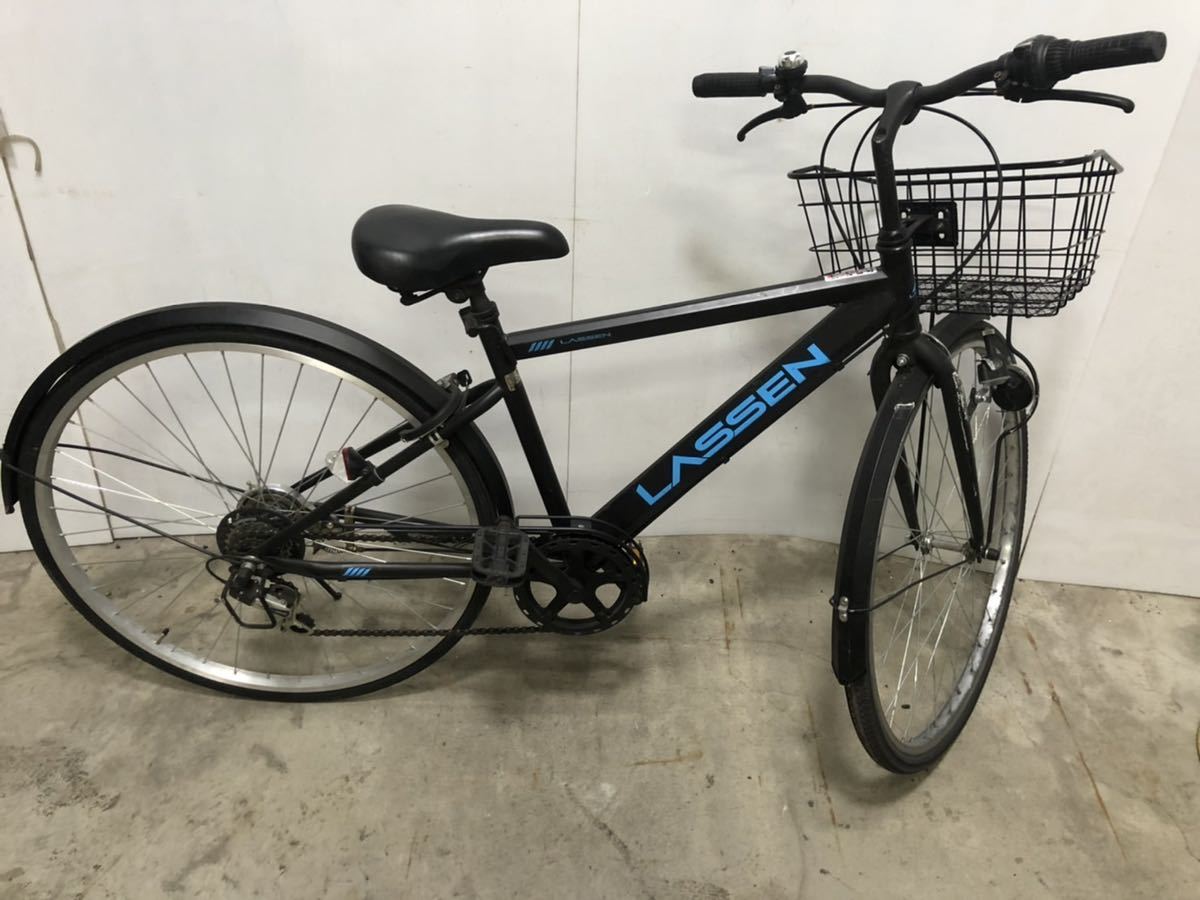 KM1685）27インチ LASSEN 自転車 ブラック 自転車 [外装6段 \u204427インチ