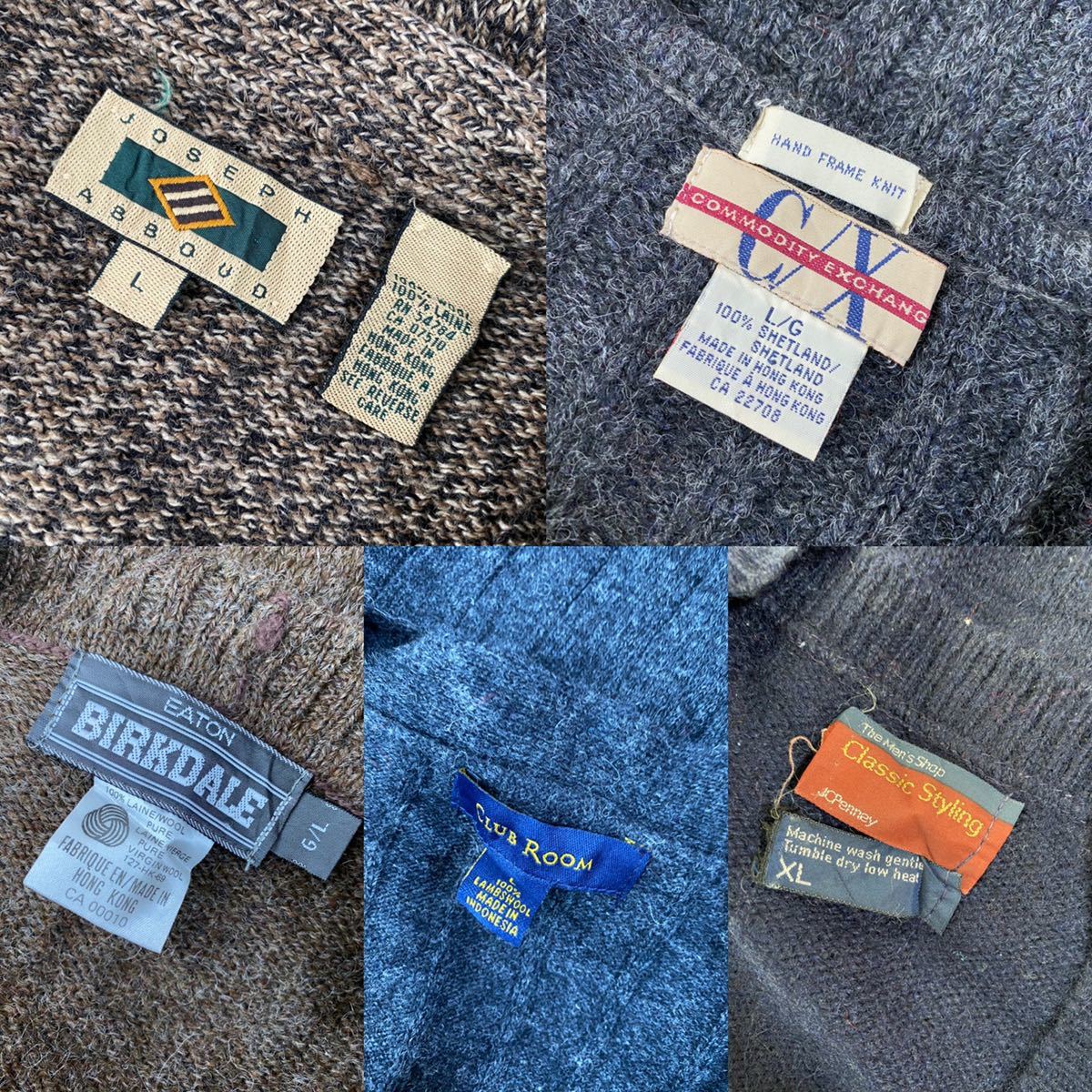 9着set ニットベストカーディガンMIX メンズM~XL ウールニット 柄 
